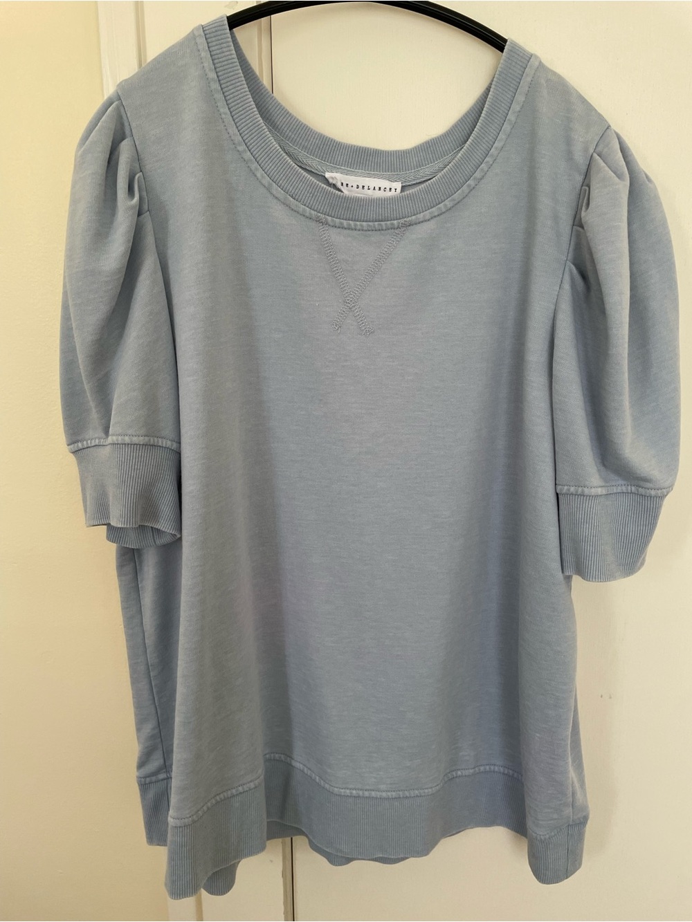 Jane and Delancey Light Blue-Grey Puff Sleeve Tee